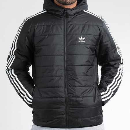 Adidas Originals - Abrigo con capucha y rayas HL9211 Negro