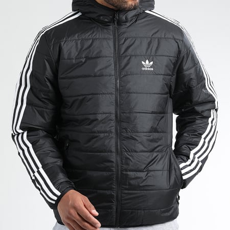 Adidas Originals - Cappotto con cappuccio a righe HL9211 Nero