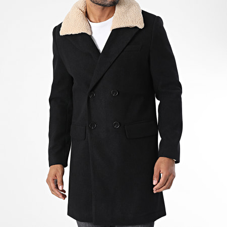 Frilivin - Abrigo con cuello de piel de oveja FSX2115B Negro