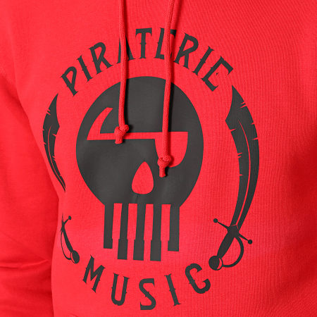 La Piraterie - Sweat Capuche Logo Rouge Noir