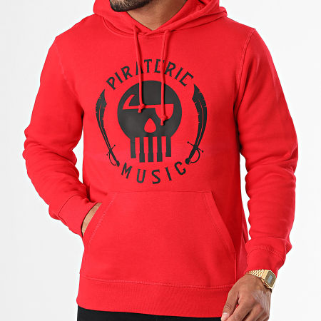 La Piraterie - Sweat Capuche Logo Rouge Noir