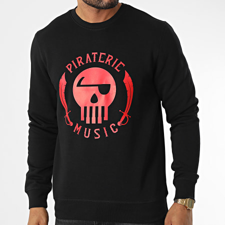 Piraterie Music - Sudadera cuello redondo Logo Negro Rojo