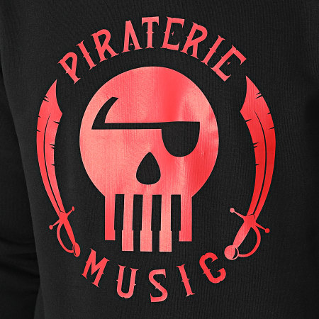 Piraterie Music - Felpa girocollo Logo Nero Rosso