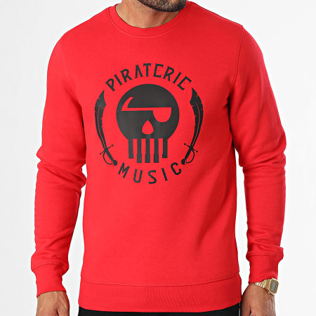La Piraterie - Sudadera cuello redondo Logo Rojo Negro