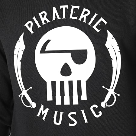 La Piraterie - Sudadera con logo y cuello redondo Negro Blanco