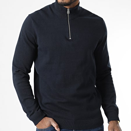 Only And Sons - Pull Col Zippé Alex 12 Bleu Marine ...