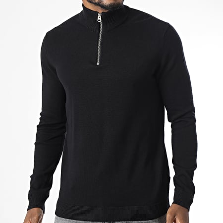 Only And Sons - Pull Col Zippé Alex 12 Noir - LaBoutiqueOfficielle.com