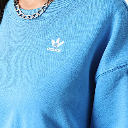Adidas Originals - Sweat Crewneck A Bandes Femme Crop HN3641 Bleu