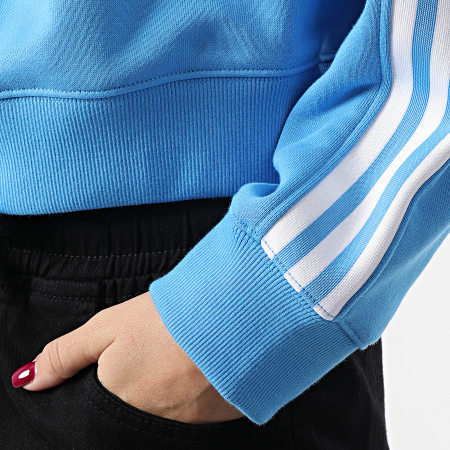 Adidas Originals - Sweat Crewneck A Bandes Femme Crop HN3641 Bleu