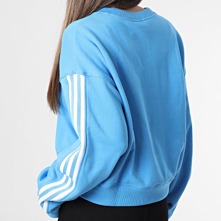 Adidas Originals - Top donna in felpa a righe con girocollo HN3641 Blu