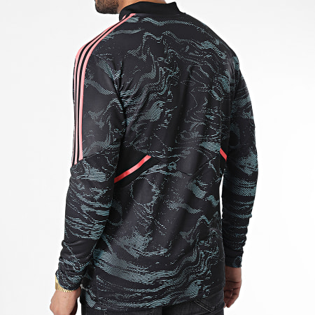 Adidas Sportswear - Felpa Juventus HC1252 Nero Blu Corallo con collo a zip