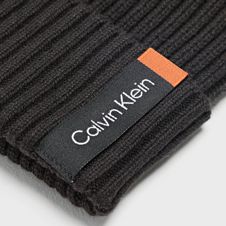 Calvin Klein - Conjunto de bufanda y gorro de canalé de algodón clásico 9712 Negro