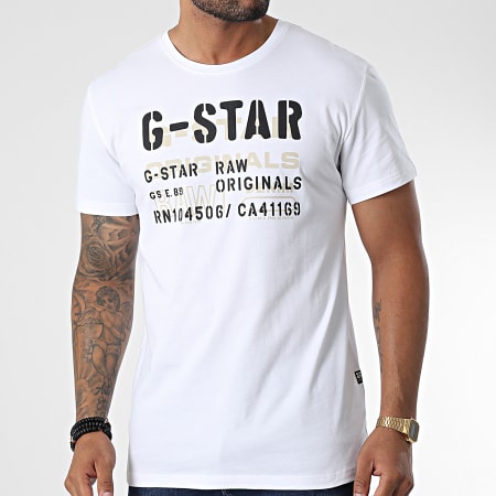 G-Star - Tee Shirt Stencil Originals D22207-336 Blanc