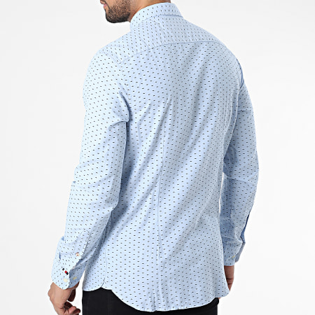 Tommy Hilfiger - Camisa manga larga franela mini estampada 8358 Azul claro