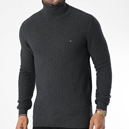 Tommy Hilfiger - Pull Col Roulé Exaggerated Structure 9109 Gris Anthracite Chiné