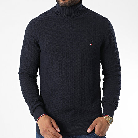Tommy Hilfiger - Pull Col Roulé Exaggerated Structure 9109 Bleu Marine