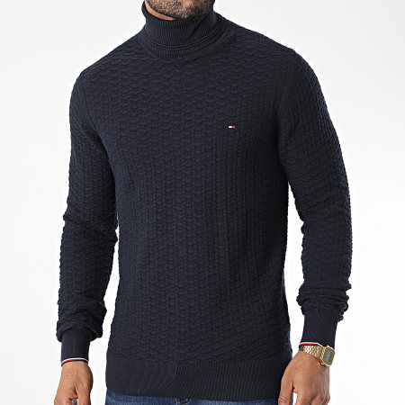 Tommy Hilfiger - Pull Col Roulé Exaggerated Structure 9109 Bleu Marine