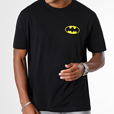 Batman - Tee Shirt Oversize Large Classic Logo Back Noir Jaune