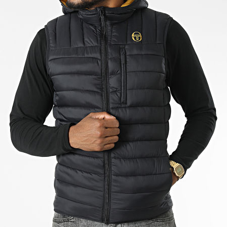 Doudoune Sergio Tacchini Padova Homme - Veste Hiver Chaude Et Légère, Noire, Avec Logo Brodé Et Finitions Côtelées