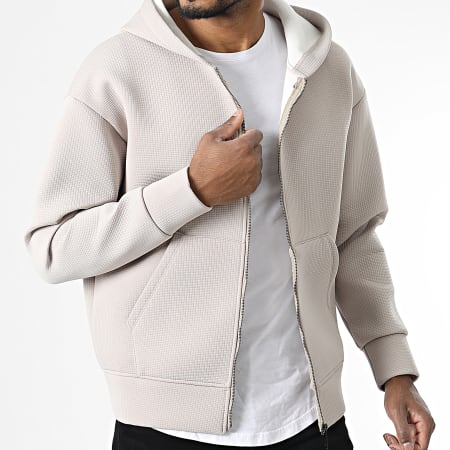 Uniplay - UY903 Beige Hooded Zip Jacket