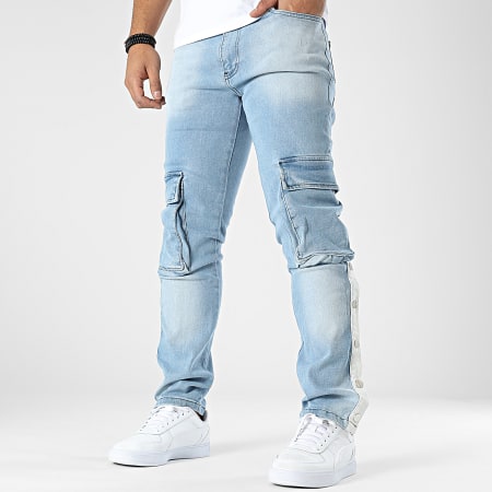 2Y Premium - B7360 Blauw Gewassen Cargo Jeans