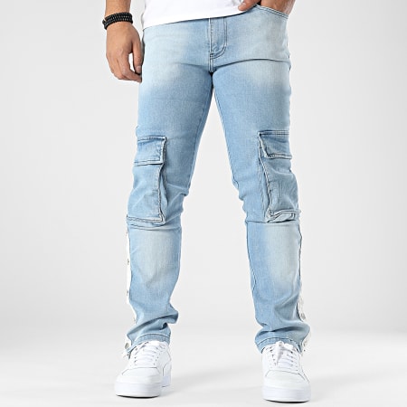 2Y Premium - B7360 Blauw Gewassen Cargo Jeans