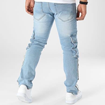 2Y Premium - B7360 Blauw Gewassen Cargo Jeans