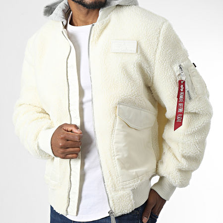 Alpha Industries - CWU Fur Jacket Zip Hoody Teddy 118120 Blanco