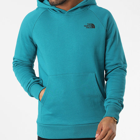 The North Face - Sweat Capuche Raglan Red Box Turquoise