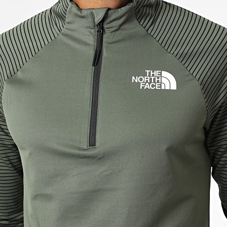 The North Face - Camiseta de rayas con cremallera A7ZA5 Caqui Verde