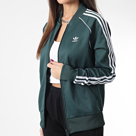 Adidas Originals - Giacca con zip a righe verdi da donna HN5890