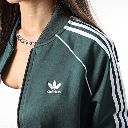 Adidas Originals - Giacca con zip a righe verdi da donna HN5890