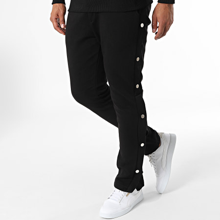 Ikao - LL716 Set di felpa con girocollo e pantaloni da jogging nero