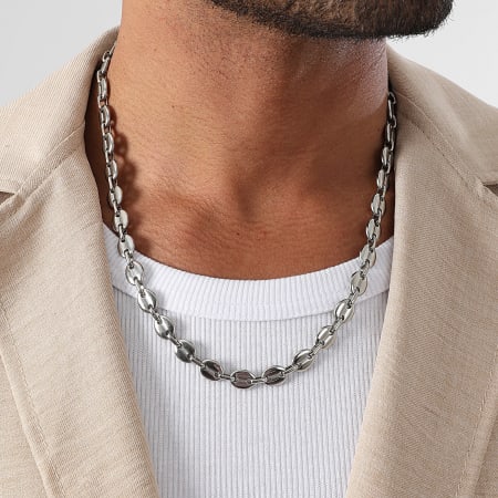 Argent Blanc Collier Graine De Cafe Argent Chaîne Grain De Café