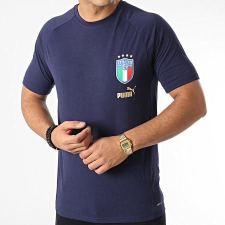 Puma - Maglietta FIGC Coach Casuals 767119 Navy Blue Gold