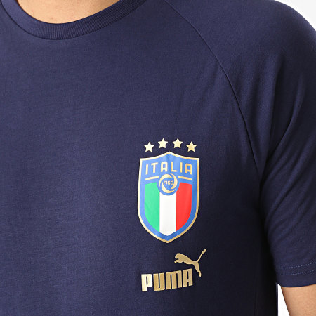 Puma - Tee Shirt FIGC Coach Casuals 767119 Bleu Marine Doré