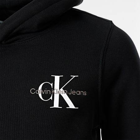 Calvin Klein - Sudadera con capucha para niños Monograma pequeño 0266 Negro