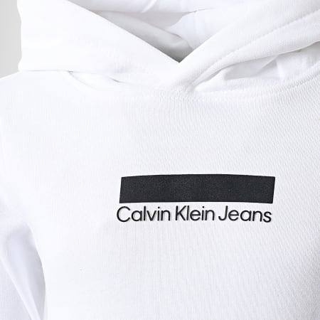 Calvin Klein - Felpa con cappuccio da bambino Small Block Logo 1437 Bianco