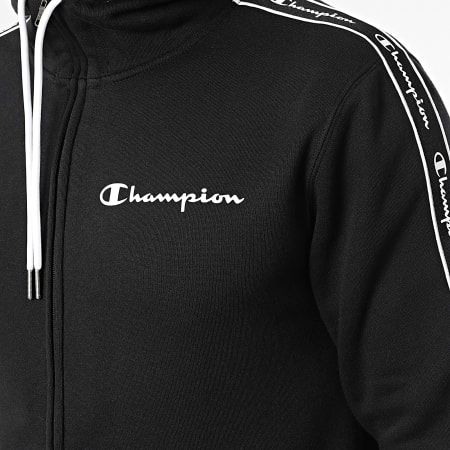 Champion - Sweat Zippé Capuche A Bandes 217832 Noir