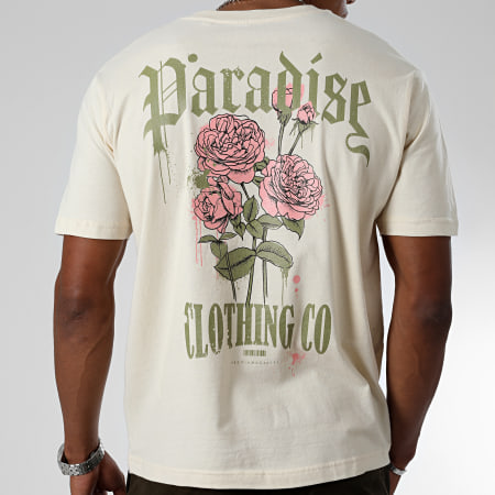 Luxury Lovers - Tee Shirt Oversize Large Paradise Roses Abbigliamento Beige Vintage
