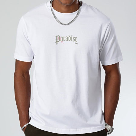 Luxury Lovers - Tee Shirt Oversize Large Paradise Roses Clothing Blanc