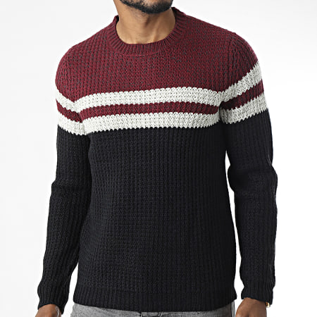 Only And Sons - Maglione Lazlo Nero Bordeaux Bianco