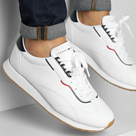 Tommy Hilfiger - Baskets Runner Lo Leather Detail 4256 White