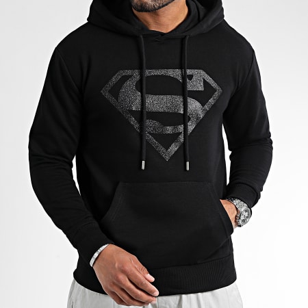 Superman - Sweat Capuche Glitter Logo Noir