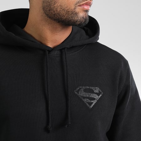 Superman - Sweat Capuche Glitter Chest And Back Logo Noir