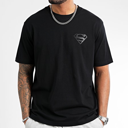 DC Comics - Tee Shirt Oversize Glitter Chest And Back Logo Noir
