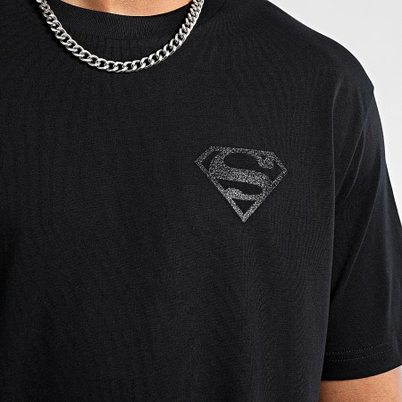 DC Comics - Maglietta oversize con logo scintillante sul petto e sulla schiena Nero