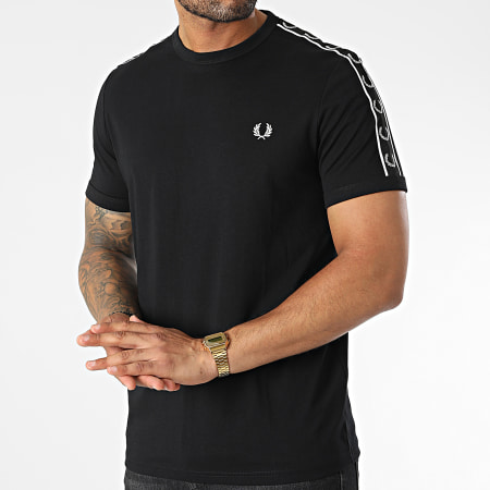 Camiseta negra de cintas de contraste