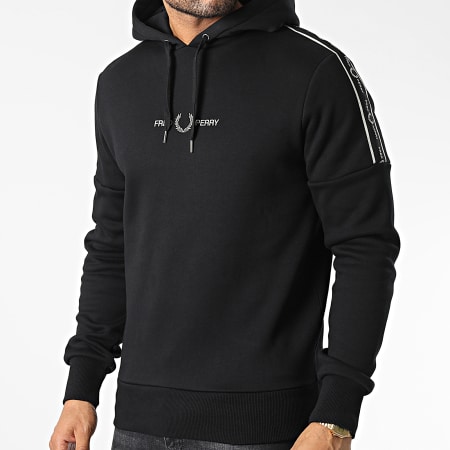 Fred Perry - Sweat Capuche A Bandes M4701 Noir