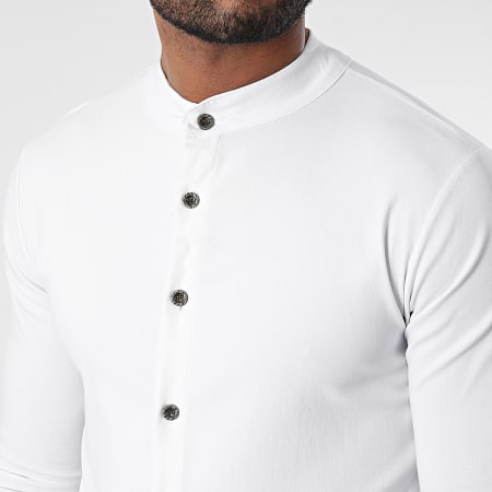 Frilivin - Camisa Manga Larga Cuello Mao Blanco